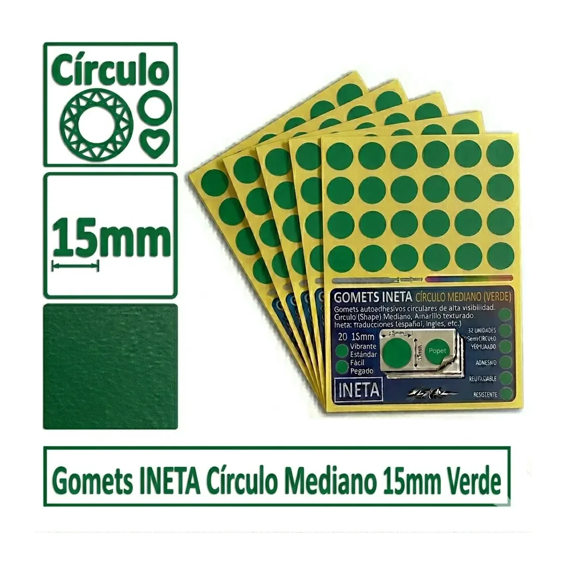 [825569] GOMETS INETA CÍRCULO MEDIANO VERDE ROLLO 2688 UDS