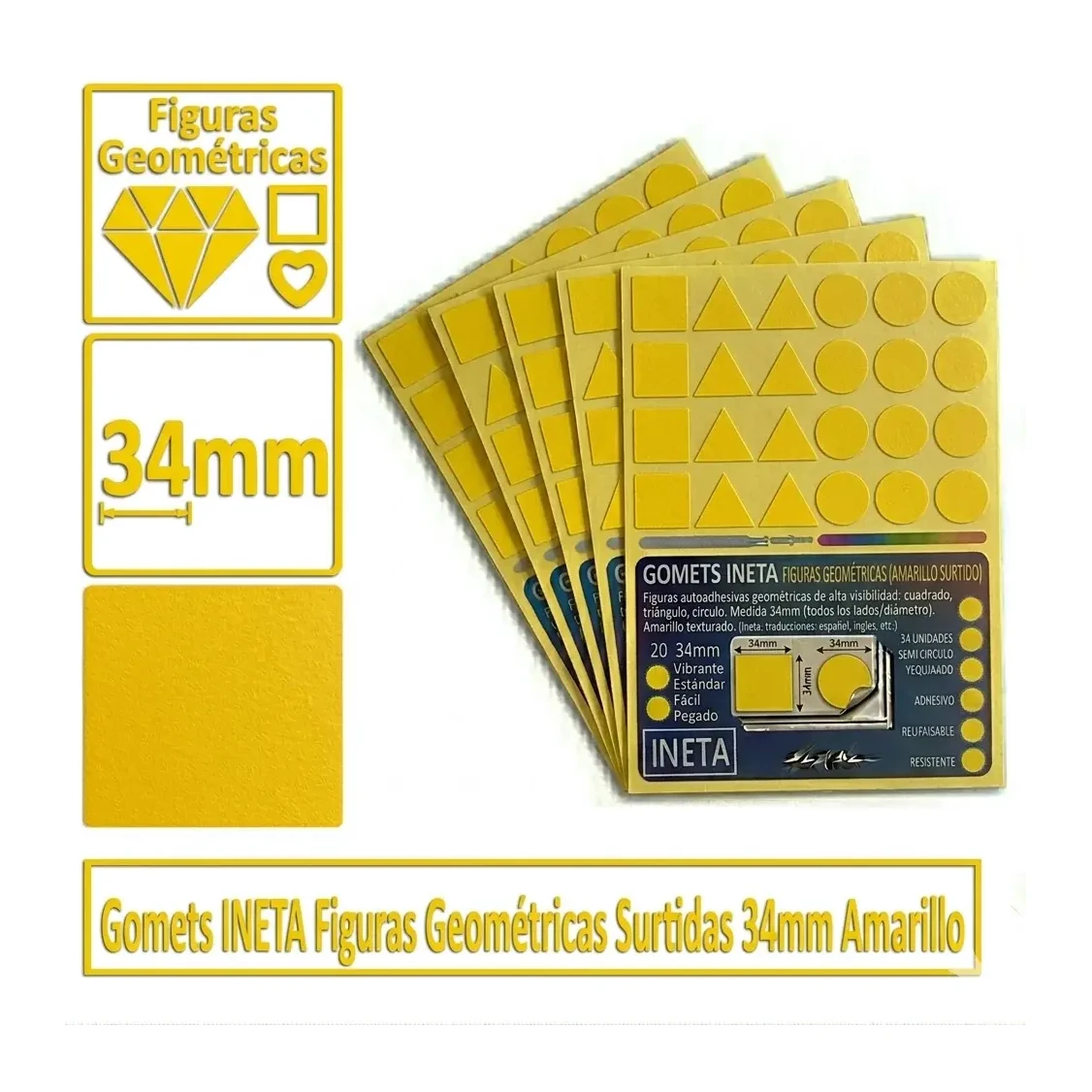 [825554] GOMETS INETA FIGURAS GEOMETRICAS AMARILLO ROLLO 1357 UDS
