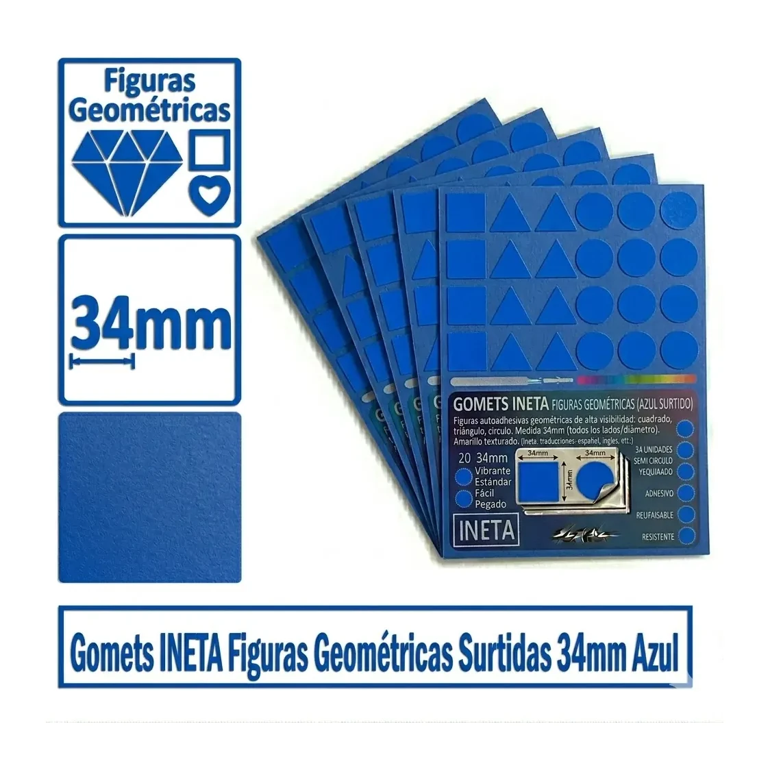 [825551] GOMETS INETA FIGURAS GEOMETRICAS AZUL ROLLO 1357 UDS