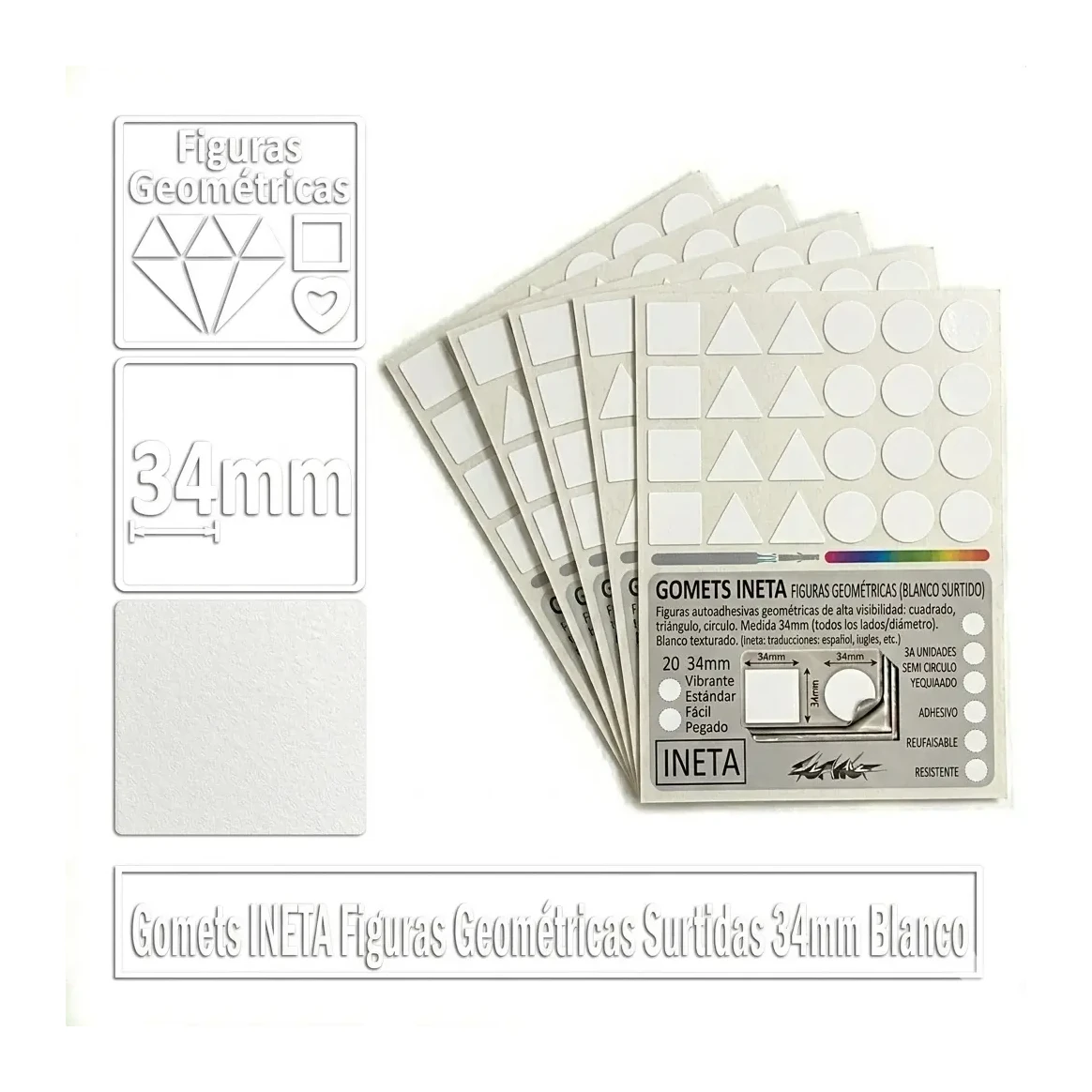 [825682] GOMETS INETA FIGURAS GEOMETRICAS BLANCO ROLLO 896 UDS
