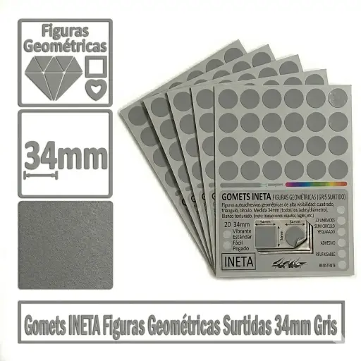 [825683] GOMETS INETA FIGURAS GEOMETRICAS GRIS ROLLO 1357 UDS