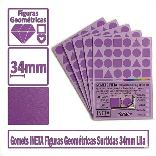 [825687] GOMETS INETA FIGURAS GEOMETRICAS LILA ROLLO 1357 UDS