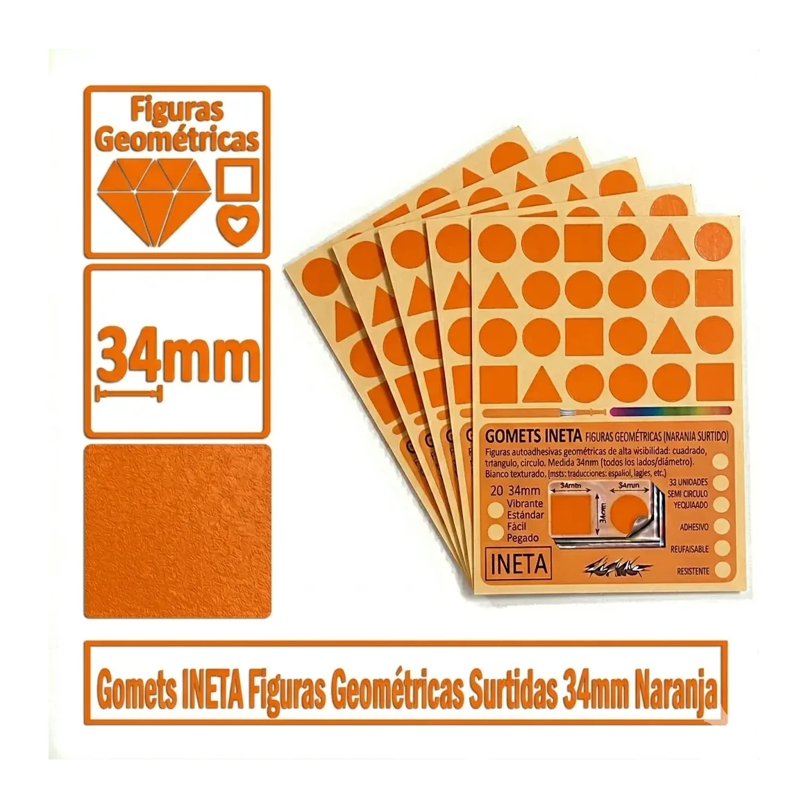 [825685] GOMETS INETA FIGURAS GEOMETRICAS NARANJA ROLLO 1357 UDS