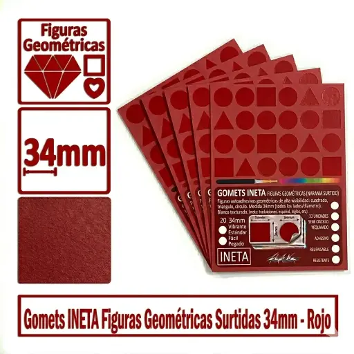 [825552] GOMETS INETA FIGURAS GEOMETRICAS ROJO ROLLO 1357 UDS