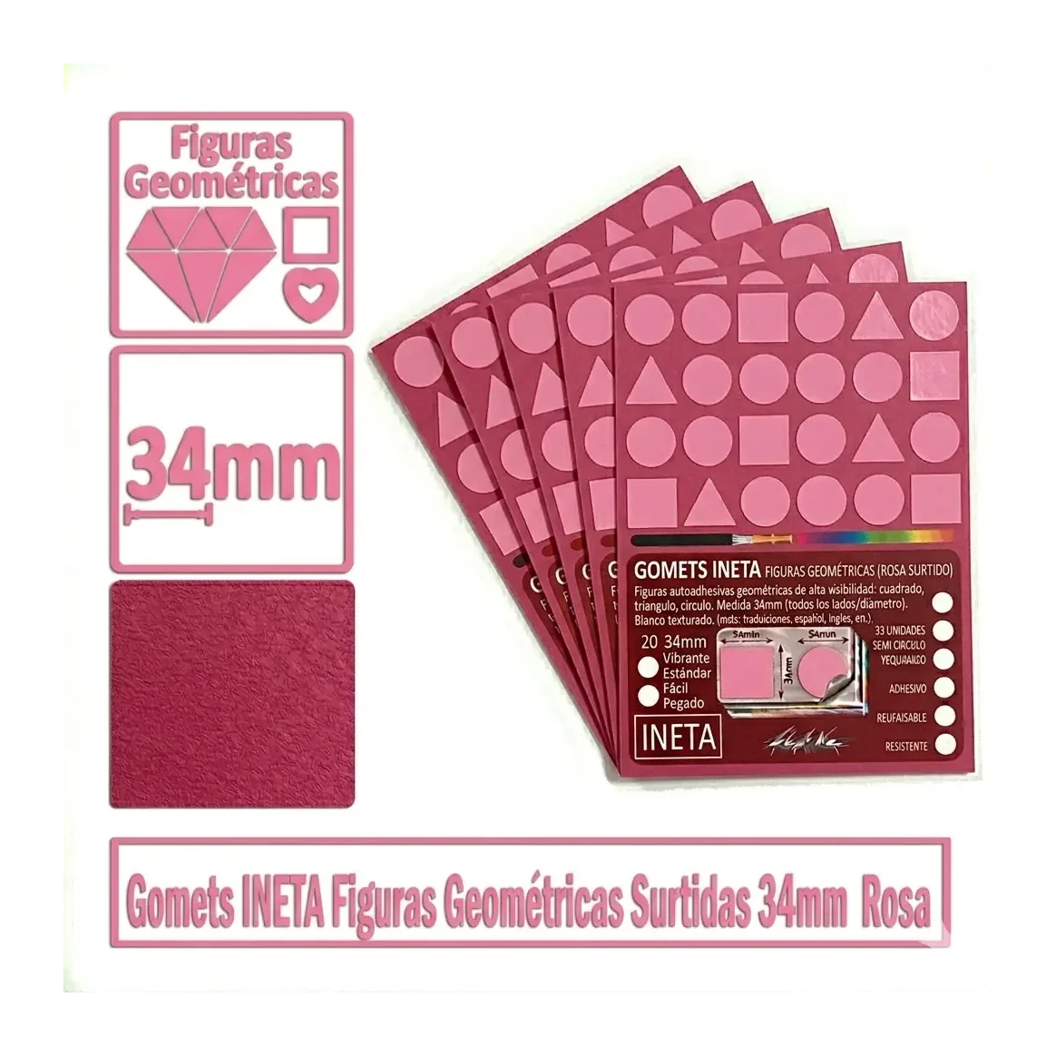 [825688] GOMETS INETA FIGURAS GEOMETRICAS ROSA ROLLO 1357 UDS