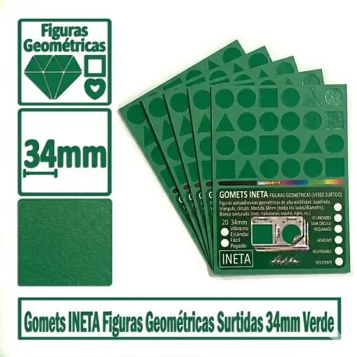 [825553] GOMETS INETA FIGURAS GEOMETRICAS VERDE ROLLO 1357 UDS