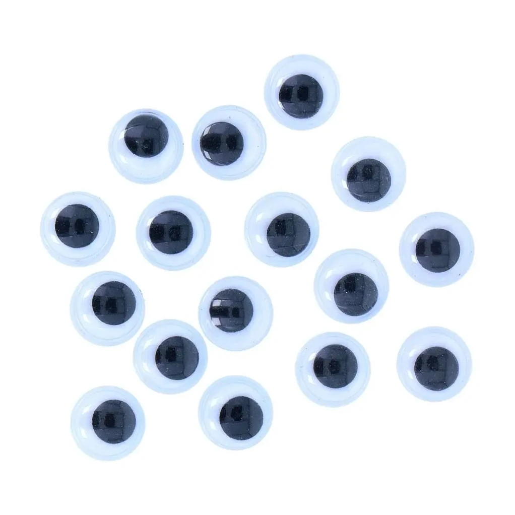 [70093] OJOS MÓVILES NEGROS AUTADHESIVOS REDONDOS 10 MM 72 UDS
