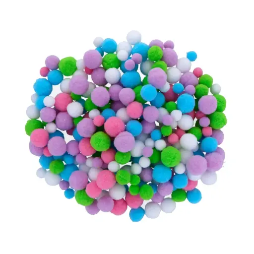 [825017] POMPONES MIX COLORES PASTEL SURTIDOS 200 UDS MEDIDAS 25 MM