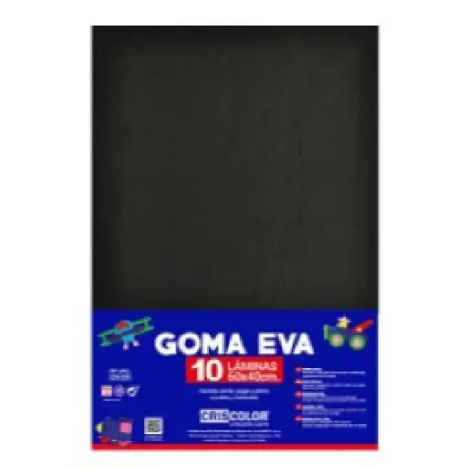 [630471] HOJAS DE GOMA EVA UNICOLOR NEGRO 40x60x0,2 CM