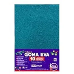 HOJAS DE GOMA EVA CON PURPURINA UNICOLOR AZUL CLARO 40x60CM