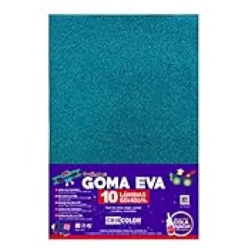 [825351] HOJAS DE GOMA EVA CON PURPURINA UNICOLOR AZUL CLARO 40x60CM