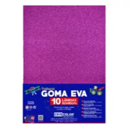 HOJAS DE GOMA EVA CON PURPURINA UNICOLOR LILA 40x60CM