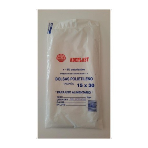[070490] BOLSA POLIETILENO TRANSPARENTE 15 × 30 CM PACK 100 UDS