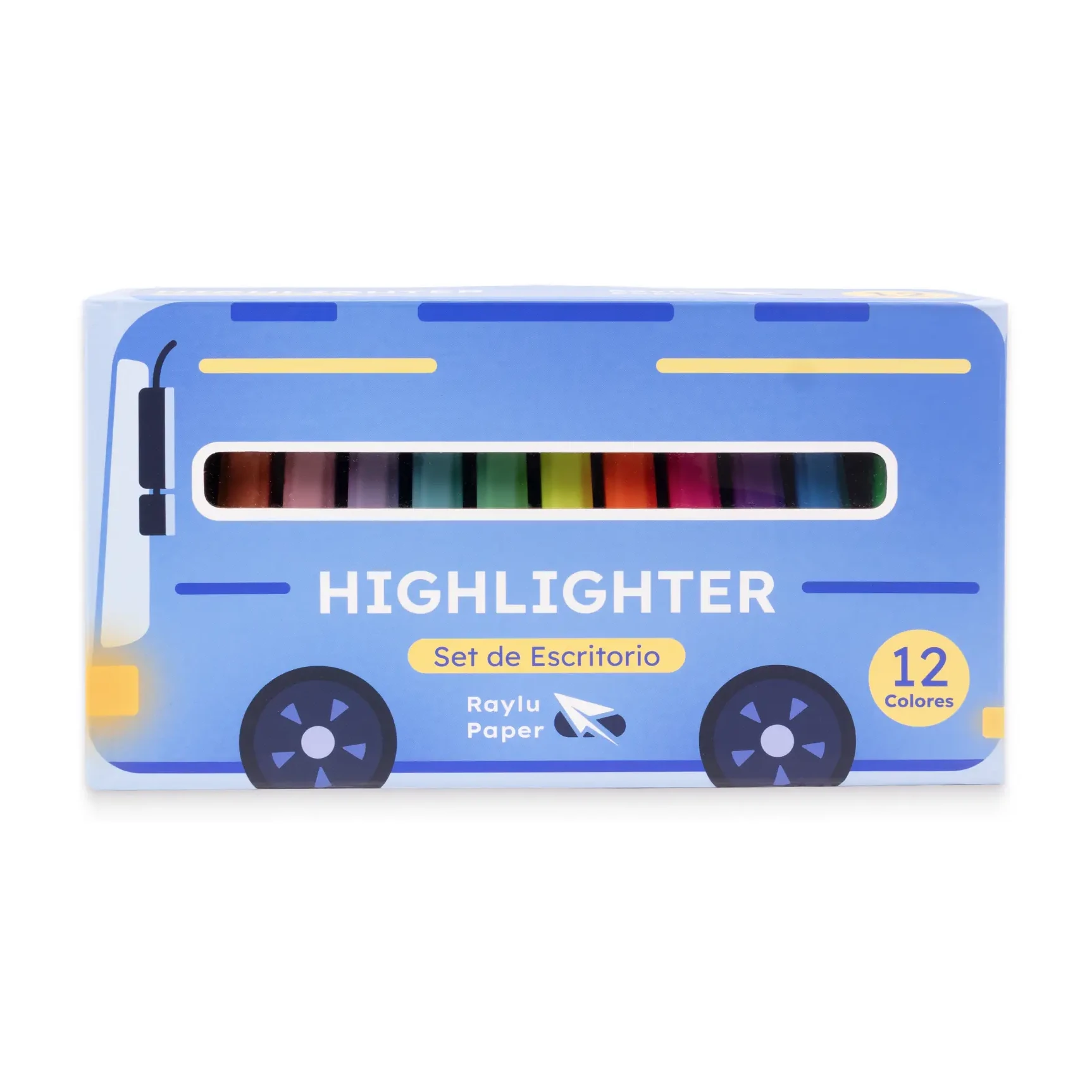 Marcador fluorescente Raylight Bus 12 colores set de escritorio Raylu