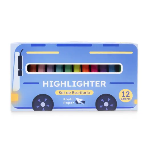 [080992] MARCADOR FLUORESCENTE RAYLIGHT BUS 12 COLORES SET DE ESCRITORIO RAYLU