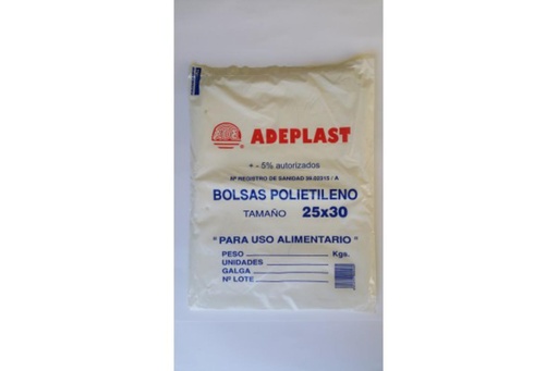 [070491] BOLSA POLIETILENO TRANSPARENTE 25 × 30 CM PACK 100 UDS