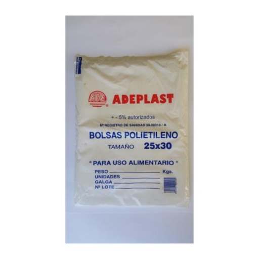 [070491] BOLSA POLIETILENO TRANSPARENTE 25 × 30CM PACK 100 UDS