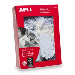 APLI ETIQUETAS COLGANTES BLANCAS CON HILO 11X24MM