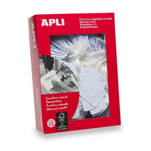 [029201] APLI ETIQUETAS COLGANTES BLANCAS CON HILO 50X70MM 
