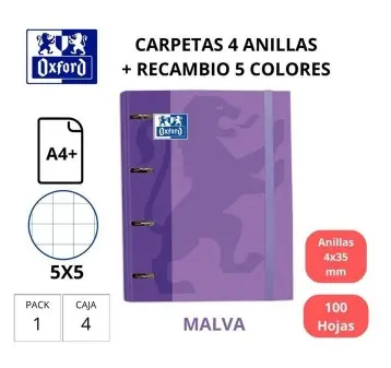 [650110] CARPEBLOCK OXFORD A4 CARTÓN FORRADO 40MM CON RECAMBIO MALVA