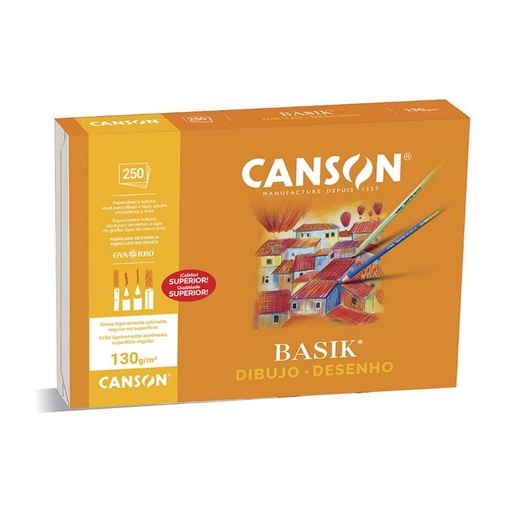 [600061] PAPEL DE DIBUJO BASIK GUARRO CANSON A4 250 HOJAS 130G