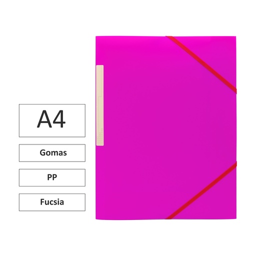 [825418] CARPETA A4 GOMAS SOLAPAS PP FUCSIA