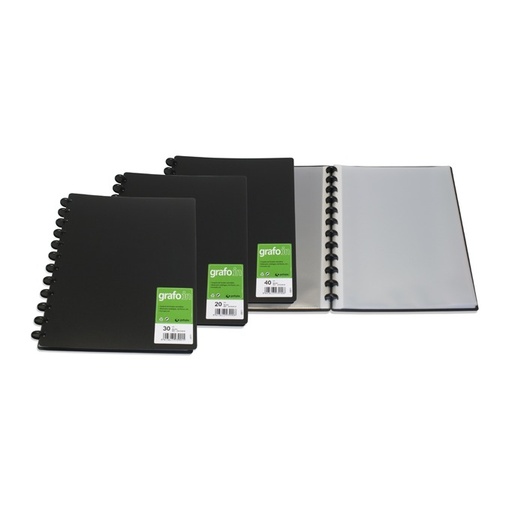 [180928] CARPETA GRAFOPLAS A4 IN&OUT 20 FUNDAS EXTRAÍBLES NEGRA