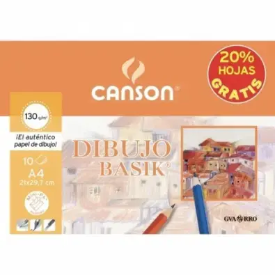 [600075] MINI PACK PAPEL LISO DIBUJO BASIK 130g DIN A4 10 HOJAS