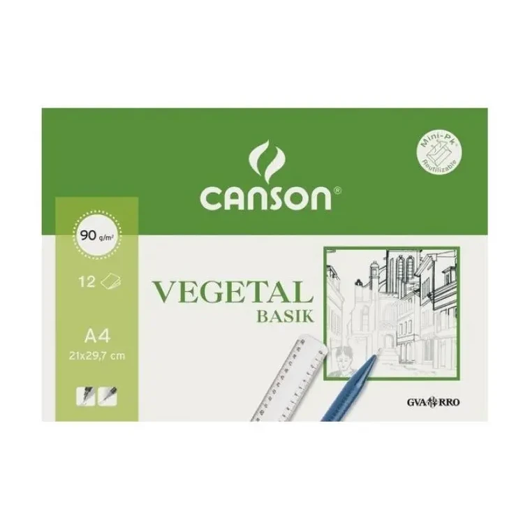 [619898] MINI PACK PAPEL VEGETAL GUARRO DIN A4 90g 12 HOJAS