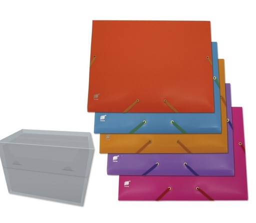 [825363] CARPETA PP NEON A4 CON GOMAS Y SOLAPAS · PP 0,6 MM · COLORES SURTIDOS · PACK 25 UDS