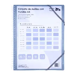 CARPETA PP RAYLU PAPER ESPIRAL 20 FUNDAS A4 HUMO PORTADA PERSONALIZABLE
