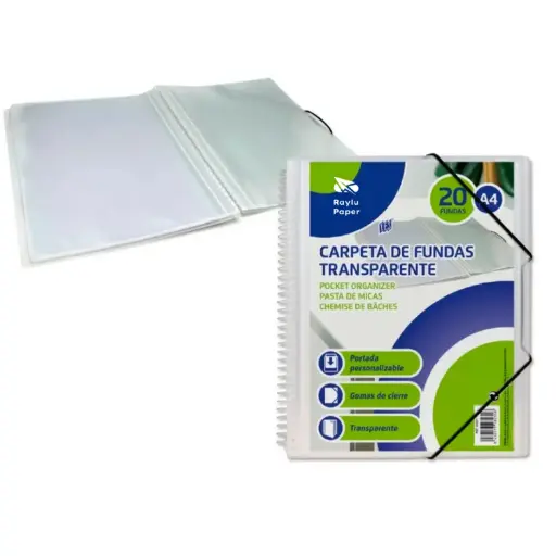 [825352] CARPETA PP ESPIRAL 20 FUNDAS A4 TRANSPARENTE PORTADA PERSONALIZABLE