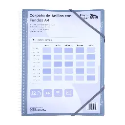 CARPETA PP RAYLU PAPER ESPIRAL 30 FUNDAS A4 HUMO PORTADA PERSONALIZABLE