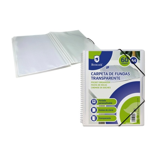 [825355] CARPETA PP ESPIRAL 60 FUNDAS A4 TRANSPARENTE PORTADA PERSONALIZABLE