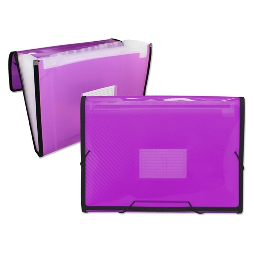 [180707] CARPETA TRASLUCIDA FUELLE 13 COMPARTIMENTOS FUCSIA (A4)