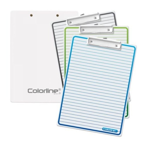 [825619] TABLA CON SOPORTE RAYADO A4 CON PINZA COLORLINE
