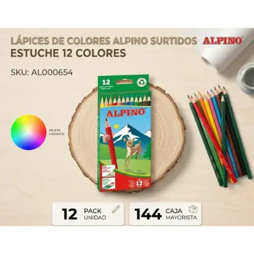 [630040] LÁPICES DE COLORES ALPINO ESTUCHE 12 COLORES