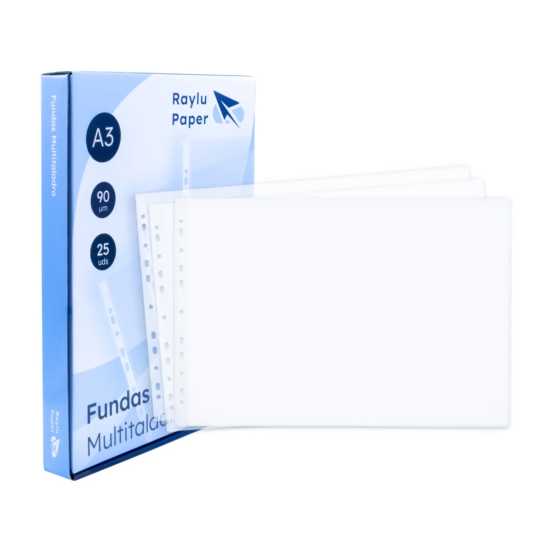 [181090] FUNDAS MULTITALADRO A3 90 MICRAS 25 UNIDADES TRANSPARENTE CRISTAL RAYLU