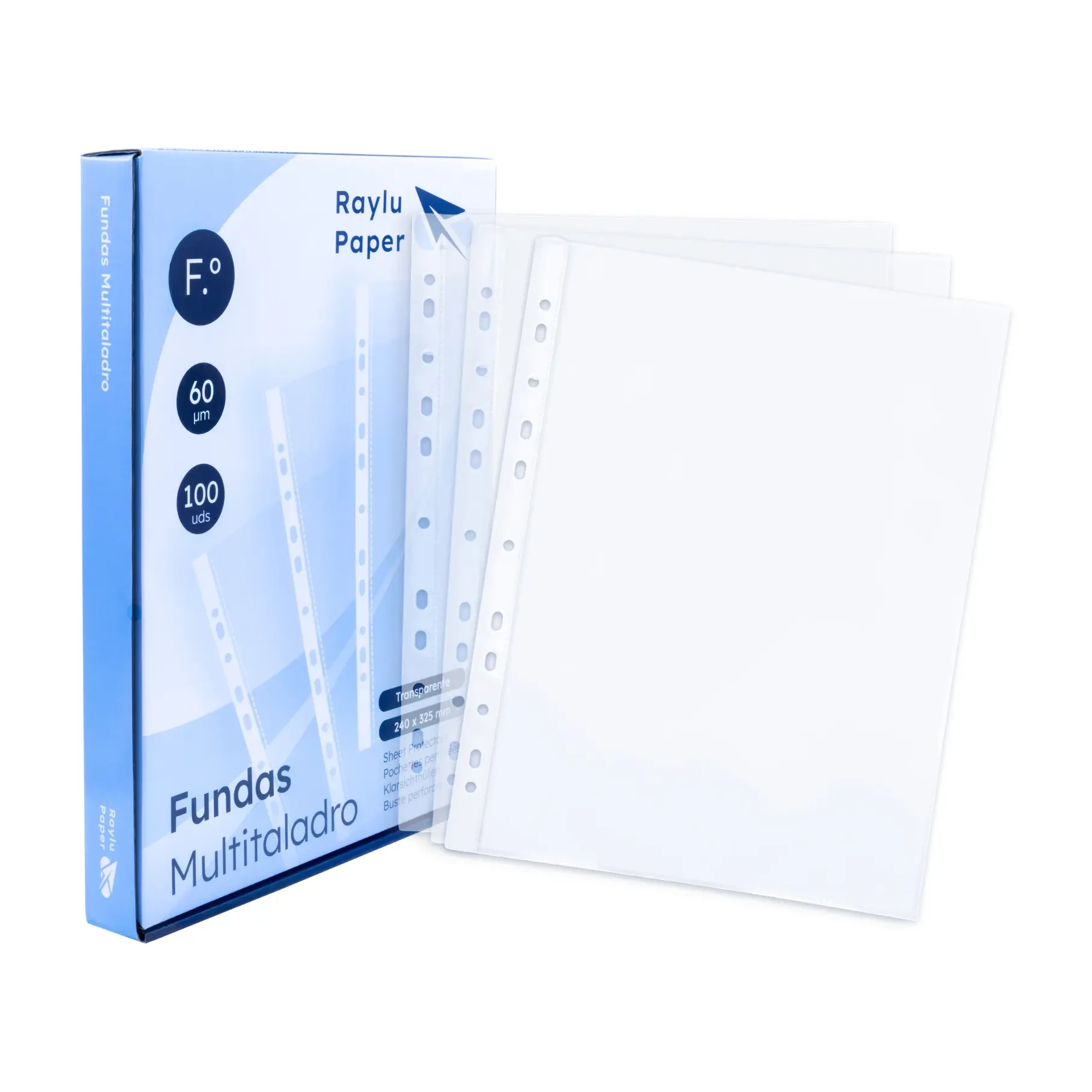 [180274] FUNDAS MULTITALADRO FOLIO 60 MICRAS 100 UNIDADES TRANSPARENTE CRISTAL RAYLU