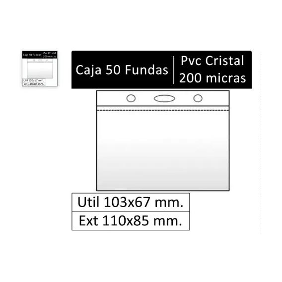 [180571] FUNDA PORTACARNET PP 200M HORIZONTAL 68X105MM