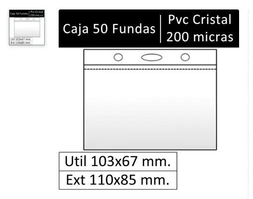 [180571] FUNDA PORTACARNET PP RÍGIDO HORIZONTAL 68X105MM PACK 50UDS