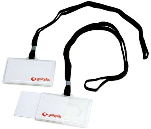 [825529] FUNDA PORTACARNET DE CONGRESO PVC 65×95MM CON CORDÓN GRAFOPLÁS