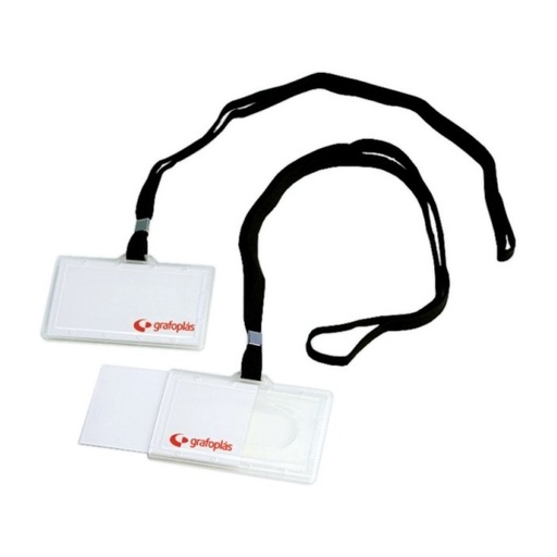 [825529] FUNDA PORTACARNET DE CONGRESO PVC 65×95MM CON CORDÓN GRAFOPLÁS