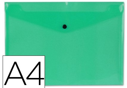 [180236] SOBRE PORTADOCUMENTOS POLIPROPILENO CON BROCHE A4 VERDE