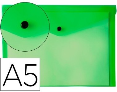 [180466] SOBRE PORTADOCUMENTOS POLIPROPILENO CON BROCHE A5 VERDE