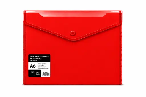 [180472] SOBRE PORTADOCUMENTOS POLIPROPILENO CON BROCHE A6 ROJO