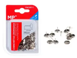CHINCHETAS CROMADAS CAJA 100 UDS CABEZA PLANA 