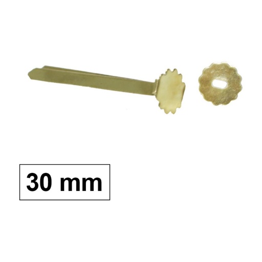 [069133] ENCUADERNADORES METÁLICOS CON ARANDELA 30MM COLOR ORO CAJA 100 UDS