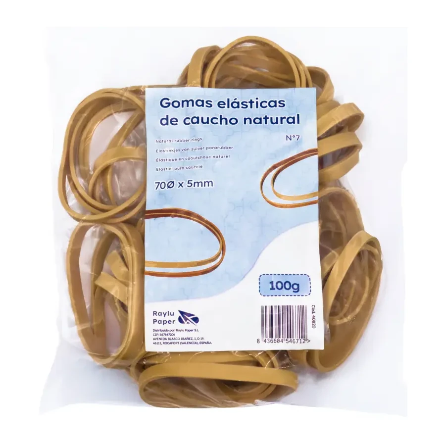 [040820] BANDAS ELASTICAS CAUCHO RAYLU Nº7 70X5MM BOLSA 100 GRAMOS